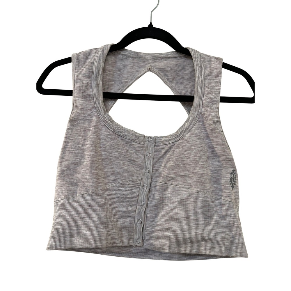 FP Movement Free People Swan Song Cami Ribbed Snap Front Cutout M/L Workout Yoga